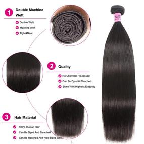 img 1 attached to 👩 Unice Malaysian Straight Hair Bundles with Free Part Lace Closure - 100% Unprocessed Virgin Human Hair Extensions (18 20 22+16Closure)