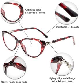 img 3 attached to Karsaer Progressive Multifocus Reading Glasses: Stylish Cateye Anti Blue Light Readers for Women