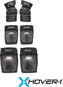 img 3 attached to Hover-1 Protective Elbow Pads, Knee Pads & Wrist Guards for Ages 🛹 8+, Hard PP Shells with Impact Resistance & EVA Foam Padding, Large Size, Black