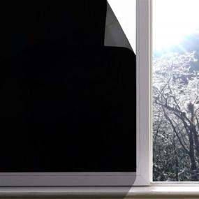img 3 attached to 🖤 Premium Matte Blackout Window Film - Static Cling, No-Glue, 100% Light Blocking for Enhanced Home Privacy, Room Darkening, Nap Time, Aquarium, Baby Room, Day Sleeping - Size: 17.7x78.7 Inch