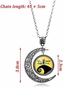 img 3 attached to 🌙 Vintage Silver Jack and Sally Nightmare Before Christmas Necklace: Perfect Christmas and Birthday Gift Moon Pendant for Girls, Boys, and Women