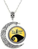 🌙 vintage silver jack and sally nightmare before christmas necklace: perfect christmas and birthday gift moon pendant for girls, boys, and women logo