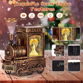 img 1 attached to 🎄 Jogotoll Vintage Christmas Snow Globe Lantern - Musical Train Snow Globe with Angel, LED Water Swirling Glitter, Star Projection - 6H Timer, USB & Battery Powered Xmas Gift
