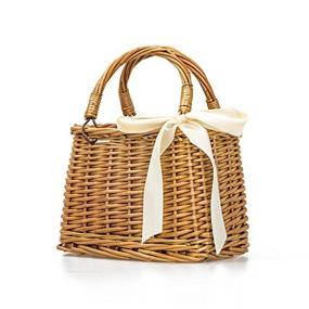img 3 attached to 👜 Retro Summer Women's Straw Tote Purse - Handmade Wicker Handbag Basket in Rectangular Khaki