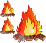 🔥 set of 3 artificial fire flame torch décor: 12-inch tall paper 3d centerpiece for campfire party decorations logo