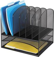 safco products onyx mesh 2 tray/6 sorter 🗄️ desktop organizer - black, durable steel mesh, space-saving design logo