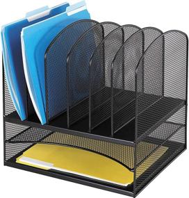 img 4 attached to Safco Products Onyx Mesh 2 Tray/6 Sorter 🗄️ Desktop Organizer - Black, Durable Steel Mesh, Space-saving Design