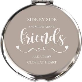 img 3 attached to 👭 Long Distance Friendship Gifts for Women - Best Friends, BFF, and Soul Sister - Side by Side or Miles Apart Makeup Mirror Silver - Perfect for Birthdays and Girlfriends