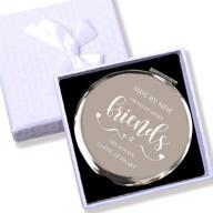 👭 long distance friendship gifts for women - best friends, bff, and soul sister - side by side or miles apart makeup mirror silver - perfect for birthdays and girlfriends logo