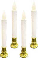 🕯️ enhance your ambience with led candle lamps: set of 4 battery operated candles (automatic timer) - flickering flameless window candles with detachable white candlestick, ideal for taper candle holders логотип