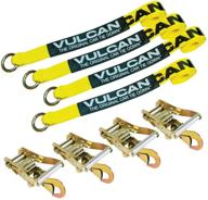 🚗 vulcan car rim tie-down system with ratchets - 2 inch x 144 inch, 4-pack - classic yellow - 3,300 lbs safe working load logo