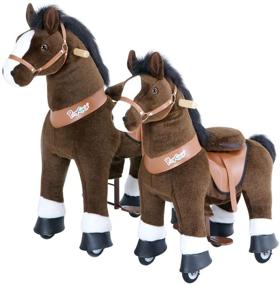 img 1 attached to PonyCycle Riding Horse, Chocolate Brown 🐎 with White Hoof - Medium Size Pony