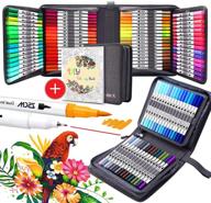 🎨 100 colors dual brush markers pens for coloring books, zscm watercolor art markers with calligraphy and fineliner tips, ideal for kids and adults, perfect gifts for mother, drawing, sketching, and bullet journaling logo