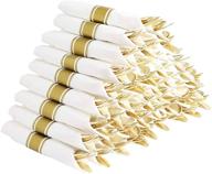 🍽️ 50-pack disposable plastic cutlery set – pre-rolled gold utensils with forks, knives, spoons, and napkins – perfect for parties, weddings, and events logo