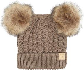 img 1 attached to 🎩 Funky Junque Girls Hat: Kids Beanie with Double Pom and Soft Faux Fur - Cozy & Stylish Winter Knit Cap