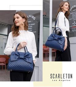 img 3 attached to Scarleton Quilted Satchel Handbag for Women, Shoulder Bag, Purses & Tote Bag - H1048