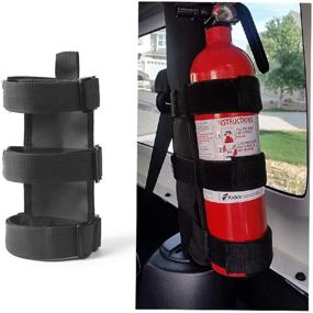 img 4 attached to 🧯 3 lb Adjustable Roll Bar Fire Extinguisher Mount Holder for Jeep Wrangler Unlimited CJ YJ LJ TJ JK JKU JL JLU 4XE in Black (No Pattern)
