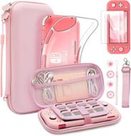 🎮 brhe kawaii switch lite case - cute hard shell cover with tpu cover, screen protector & thumb grip caps - pink - ideal travel carrying protective bag, girl accessories bundle for nintendo switch lite logo