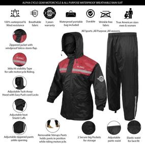 img 3 attached to 🌧️ Waterproof Alpha Cycle Gear Reflective Rainsuit - Red, Small - Ideal Rain Suit for Men and Women, Jackets & Pants