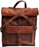 🎒 premium genuine leather laptop rucksack: stylish and functional backpack logo