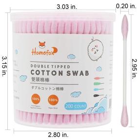 img 3 attached to 🎀 HOMEFOX Precision Cotton Swabs Buds, Double-Sided with Tightly Wrapped Organic Soft Gentle Chlorine-Free Tips, Paper Stick, Pointy & Round, 200 Count (Pink)