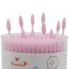 img 2 attached to 🎀 HOMEFOX Precision Cotton Swabs Buds, Double-Sided with Tightly Wrapped Organic Soft Gentle Chlorine-Free Tips, Paper Stick, Pointy & Round, 200 Count (Pink)
