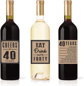 img 2 attached to 40th Birthday Wine and Beer Bottle Labels Stickers: Vintage Funny Milestone Gifts for Him, Cheers to 40 Years! Perfect Party Decorations for Men, Husband, and More