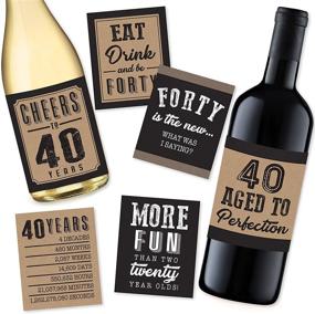 img 4 attached to 40th Birthday Wine and Beer Bottle Labels Stickers: Vintage Funny Milestone Gifts for Him, Cheers to 40 Years! Perfect Party Decorations for Men, Husband, and More