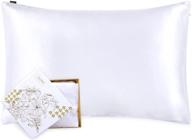 🌙 lilysilk silk pillowcase for hair and skin - standard 100% mulberry silk 19 momme - dual-sided silk bed pillow cover with hidden zipper - 1 pc (standard size 20''x26'', white) logo