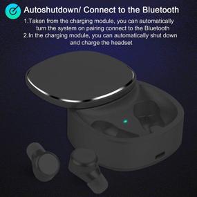 img 2 attached to 🎧 Черные Беспроводные наушники Bluetooth с сенсорным управлением V5.0, спортивные наушники, устойчивые к поту, с поворотным кожухом для зарядки, встроенным микрофоном и системой шумоподавления для спорта и работы.