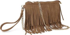 img 4 attached to 👜 Hoxis Fringe Cross Body Bag: Chic Small Shoulder Bag with Top Zip Wristlet for Women