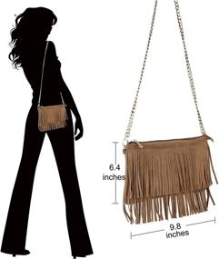 img 3 attached to 👜 Hoxis Fringe Cross Body Bag: Chic Small Shoulder Bag with Top Zip Wristlet for Women