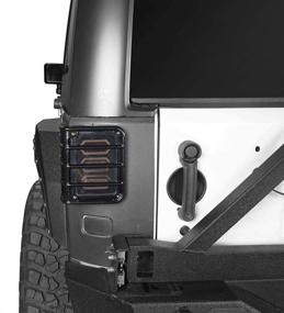 img 1 attached to Hooke Road Euro Style Rear Taillight Covers for 2007-2018 Jeep Wrangler JK - Pair with Black Light Guards