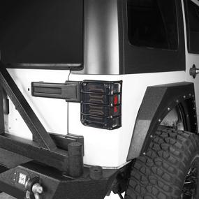 img 2 attached to Hooke Road Euro Style Rear Taillight Covers for 2007-2018 Jeep Wrangler JK - Pair with Black Light Guards