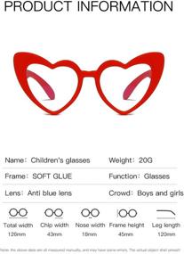 img 1 attached to Kids Anti Blue Light Glasses Flexible Frame Heart Shaped Computer Eyeglasses For Boys Girls And Children Age 3-9 UV400 (Red)