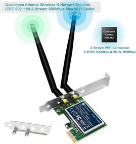 img 2 attached to 📶 FebSmart Wireless Dual Band N600 (2.4GHz 300Mbps or 5GHz 300Mbps) PCI Express Wi-Fi Adapter for Windows XP 7 8 8.1 10 Server System (32/64bit) Desktop PCs-2-Stream MIMO PCIE Wi-Fi Card (FS-N600)" - Optimized Product Name: "FebSmart N600 Dual Band Wireless PCI Express Wi-Fi Adapter for Windows (XP/7/8/8.1/10) Server Systems - 2-Stream MIMO PCIE Card with 300Mbps 2.4GHz or 5GHz