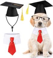 🎓 pet graduation caps with neck tie set - adjustable hats and collar for dogs cats - perfect photography props and outfits for pets graduation party - dress costume accessory in red логотип