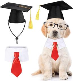 img 4 attached to 🎓 Pet Graduation Caps with Neck Tie Set - Adjustable Hats and Collar for Dogs Cats - Perfect Photography Props and Outfits for Pets Graduation Party - Dress Costume Accessory in Red