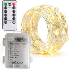 img 3 attached to 16Ft/5M 50 LEDs Fairy Lights Battery Operated,Silver Wire Chains with Remote Control - 8 Mode Timer String Lights for Bedroom Christmas Party Wedding Decoration (Warm White)