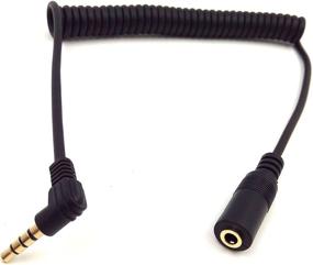 img 4 attached to Qaoquda 5Ft Gold Plated 3.5MM Male to Female AUX Audio Spring Coiled Spiral Extension Cable Black (TRRS 3.5M/F) - Three-Channel Stereo Input, 90 Degree Angle