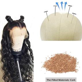 img 2 attached to 👩 Cork Mannequin Wig Head - 22 inch Canvas Block Head for Wig Display and Styling, Afro Hair Canvas Head for Wig Making, Drying and Styling - Cork Canvas Head (22 inch, Model 02)