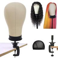 👩 cork mannequin wig head - 22 inch canvas block head for wig display and styling, afro hair canvas head for wig making, drying and styling - cork canvas head (22 inch, model 02) logo