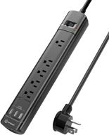 💡 black surge protector power strip - witeem power strip with 5 outlets, 3 usb ports, 6ft extension cord, 5v/3.4a flat plug, 2100 joules - etl listed for home office, pc, smartphone, travel logo