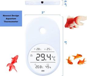 img 2 attached to 🐠 Aquarium Thermometer Alarm, Large Screen Fish Tank Thermometer, LCD Digital Reptile Thermometer with Probe, Stick-on Thermometer Hygrometer for Reptile, Turtle, Saltwater & Freshwater Tanks