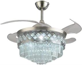 img 4 attached to 💎 Luxury Chandelier Fan with Light and Remote Control - A Million 42 Crystal Ceiling Fan. Retractable Blades, 3 Speeds, 3 Color Change Lighting Fixture. Includes LED Kit in Silver.