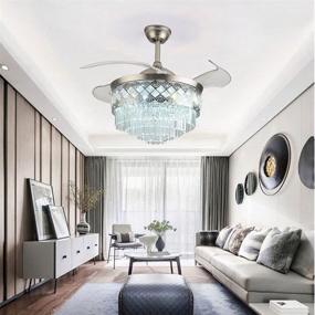 img 3 attached to 💎 Luxury Chandelier Fan with Light and Remote Control - A Million 42 Crystal Ceiling Fan. Retractable Blades, 3 Speeds, 3 Color Change Lighting Fixture. Includes LED Kit in Silver.