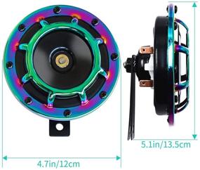 img 2 attached to Электрический автомобильный звуковой сигнал 12 В, сверхгромкий, высокий и низкий тон, металлический двойной с цветной защитной решеткой, работает на любом 12-вольтовом автомобильном звуковом сигнале, включая автомобили