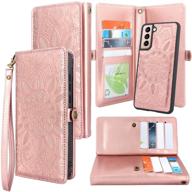 🌸 harryshell detachable magnetic 12 card slots wallet case | pu leather flip cover with wrist strap | samsung galaxy s21 5g 6.2 inch (2021) | flower rose gold logo