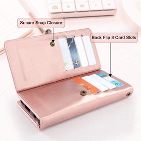 img 2 attached to 🌸 Harryshell Detachable Magnetic 12 Card Slots Wallet Case | PU Leather Flip Cover with Wrist Strap | Samsung Galaxy S21 5G 6.2 Inch (2021) | Flower Rose Gold