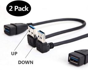 img 3 attached to 🔌 Oxsubor 2PCS SuperSpeed USB 3.0 Male to Female Extension Data Cable – Up and Down Angle (20CM, 8IN)
